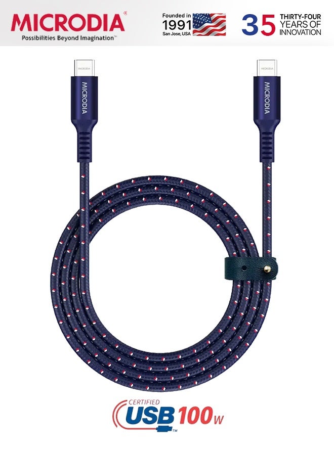 MICRODIA 【MICRODIA】 ExeCable™ Tweed / PD100W USB-C to USB-C Charge & Sync Cable L-2.6m - Image 1